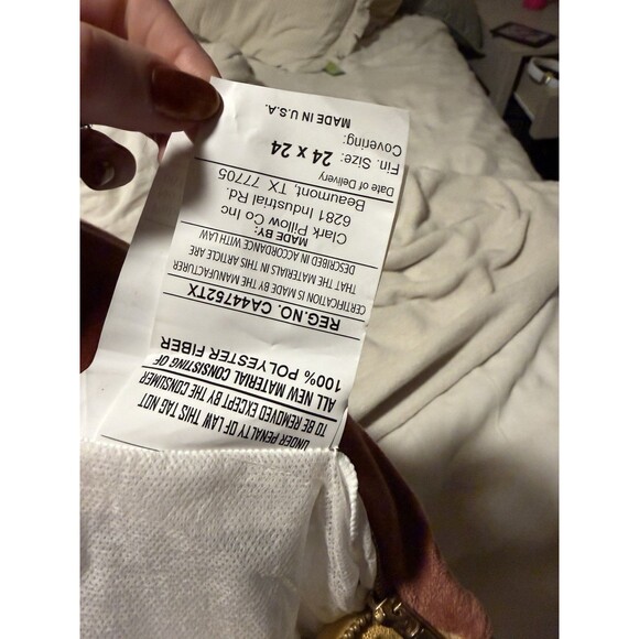 Magnolia Home x Loloi Decorative Indoor Pillow Rust / Gold Crushed Velvet 24X24 - Picture 6 of 8